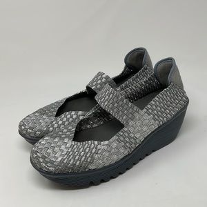 Bernie Mev Metallic Silver Mary Jane Wedges